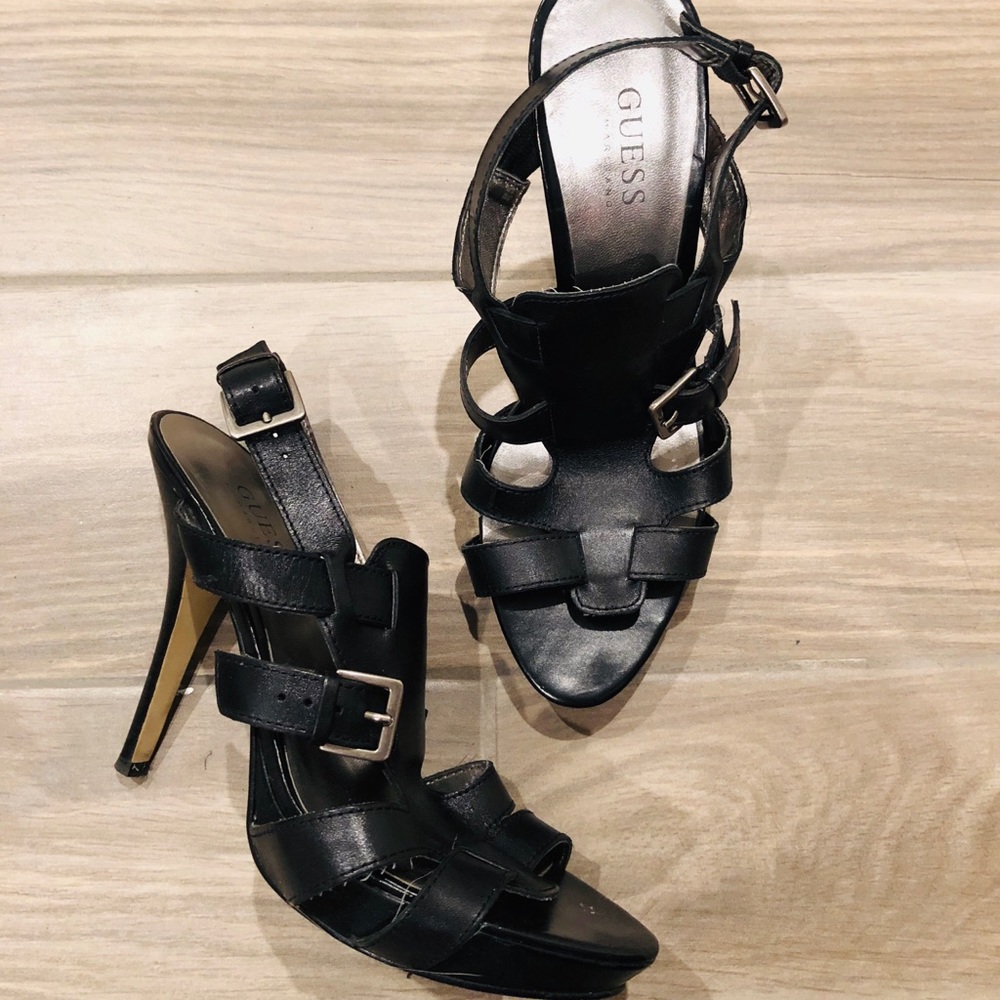 Guess Black Leather Heels